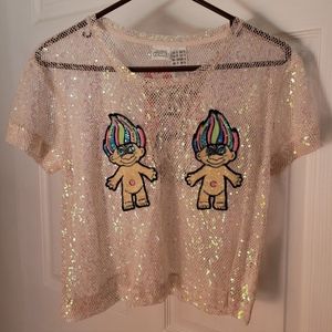 Trolls sequin sheer shirt